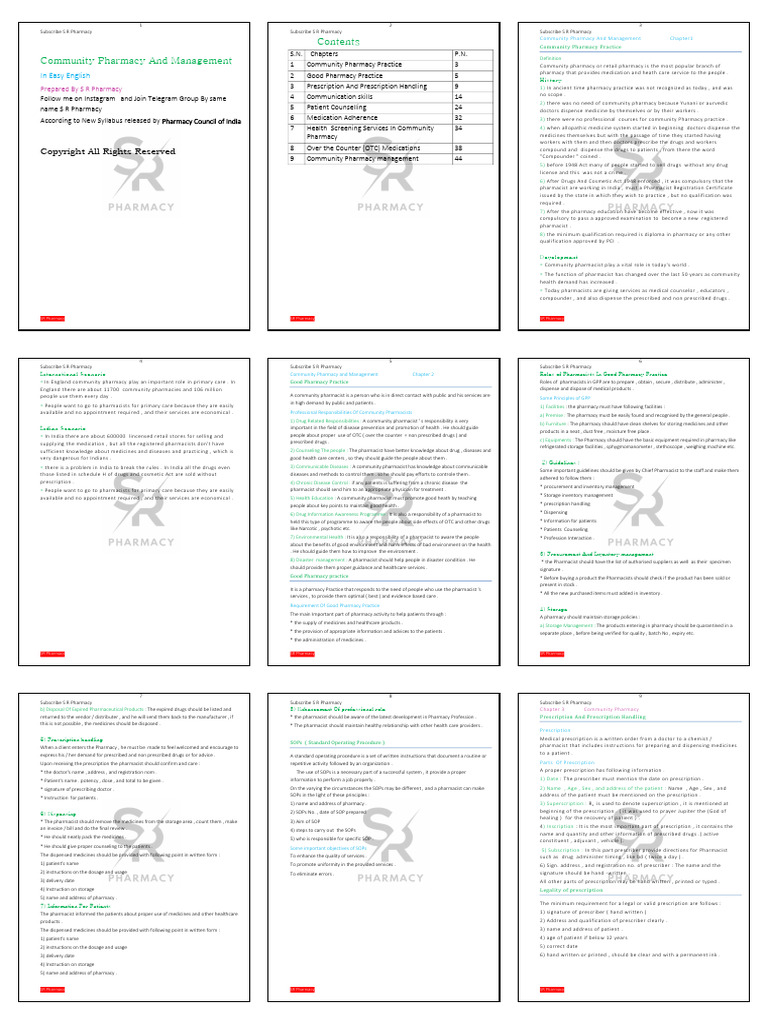 Community Pharmacy Practice Overview | PDF | Medical Prescription ...