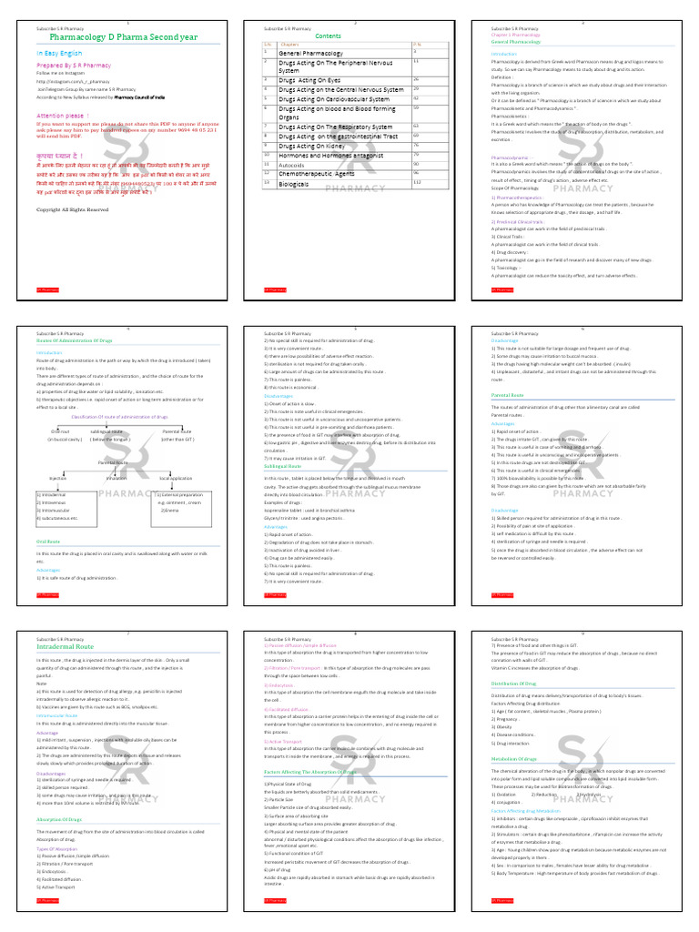 Pharmacology Guide for D Pharma Students | PDF | Acetylcholine | Human Body