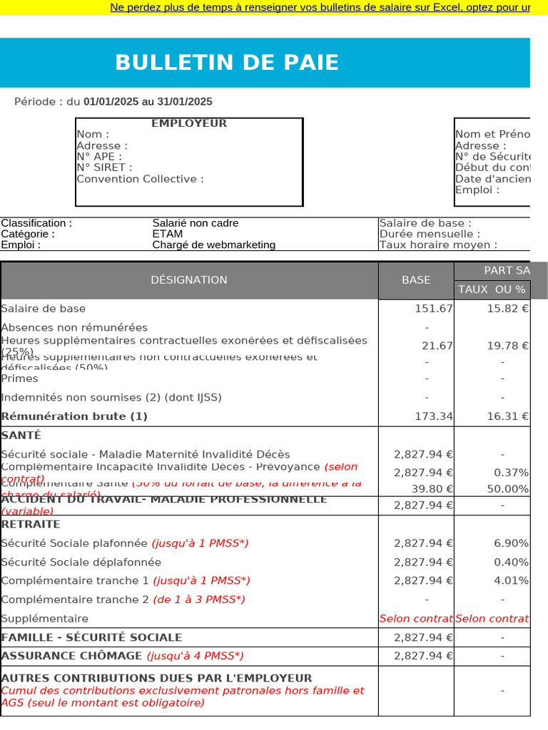 Bulletin de paie détaillé 2025 | PDF | Salaires | Impôt sur le revenu