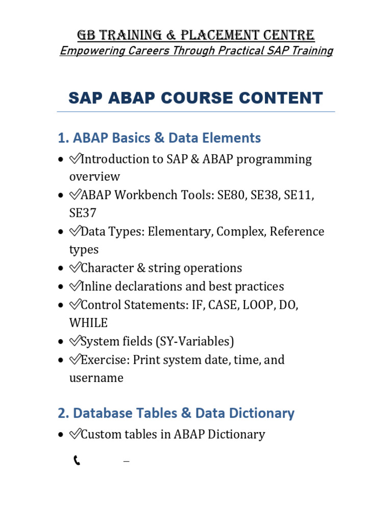 SAP ABAP Training Course in Chandigarh | PDF | Programming Paradigms ...