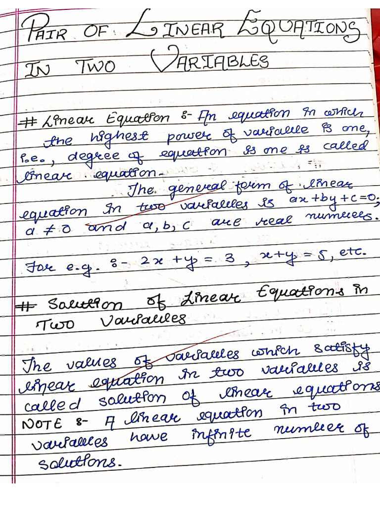 Chapter 3 - Pair of Linear Equations in Two Variables | PDF ...