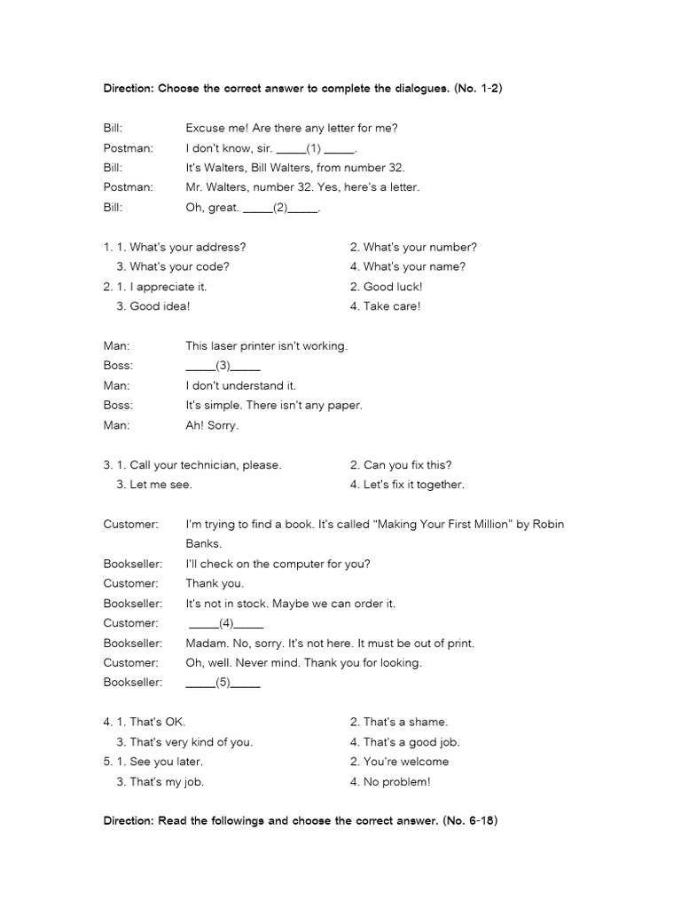 English Dialogue and Grammar Exercises | PDF | Tropical Cyclones