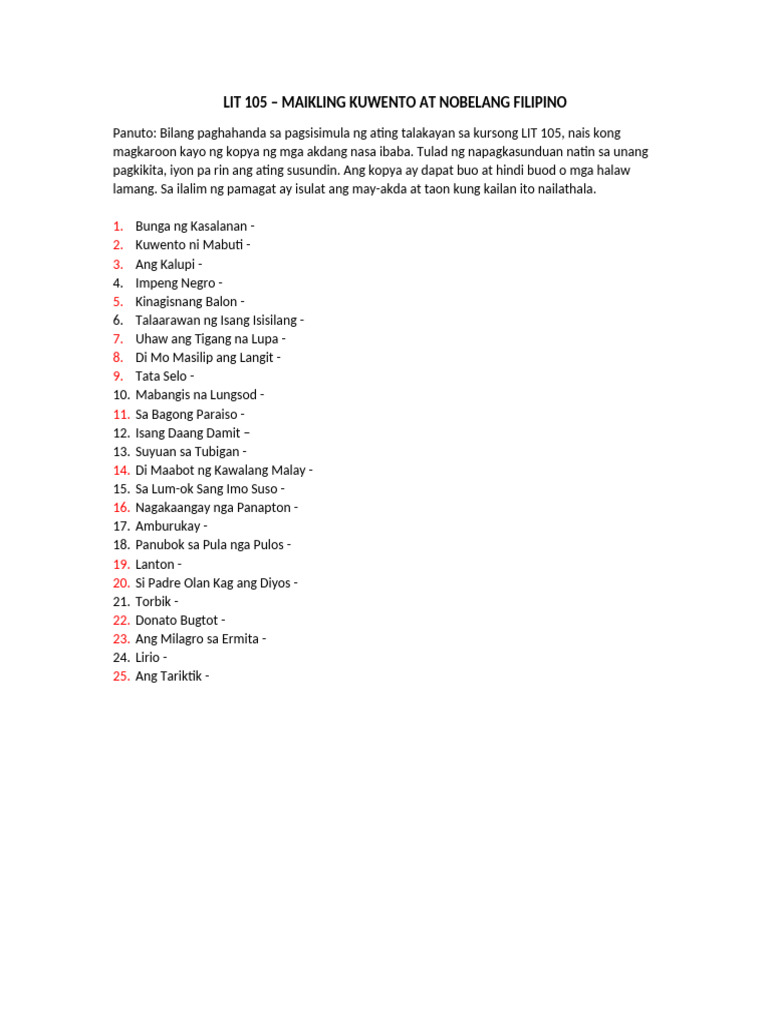 LIT 105-Mga Akda | PDF
