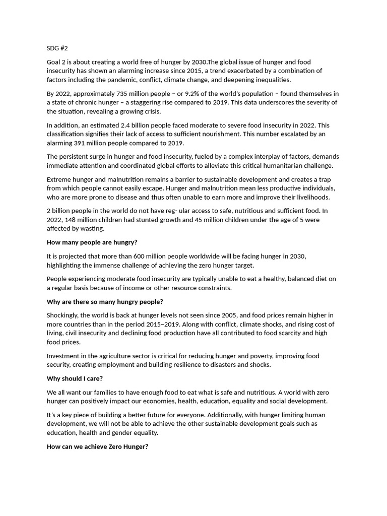 Global Hunger Crisis and Solutions | PDF | Food Security | Hunger