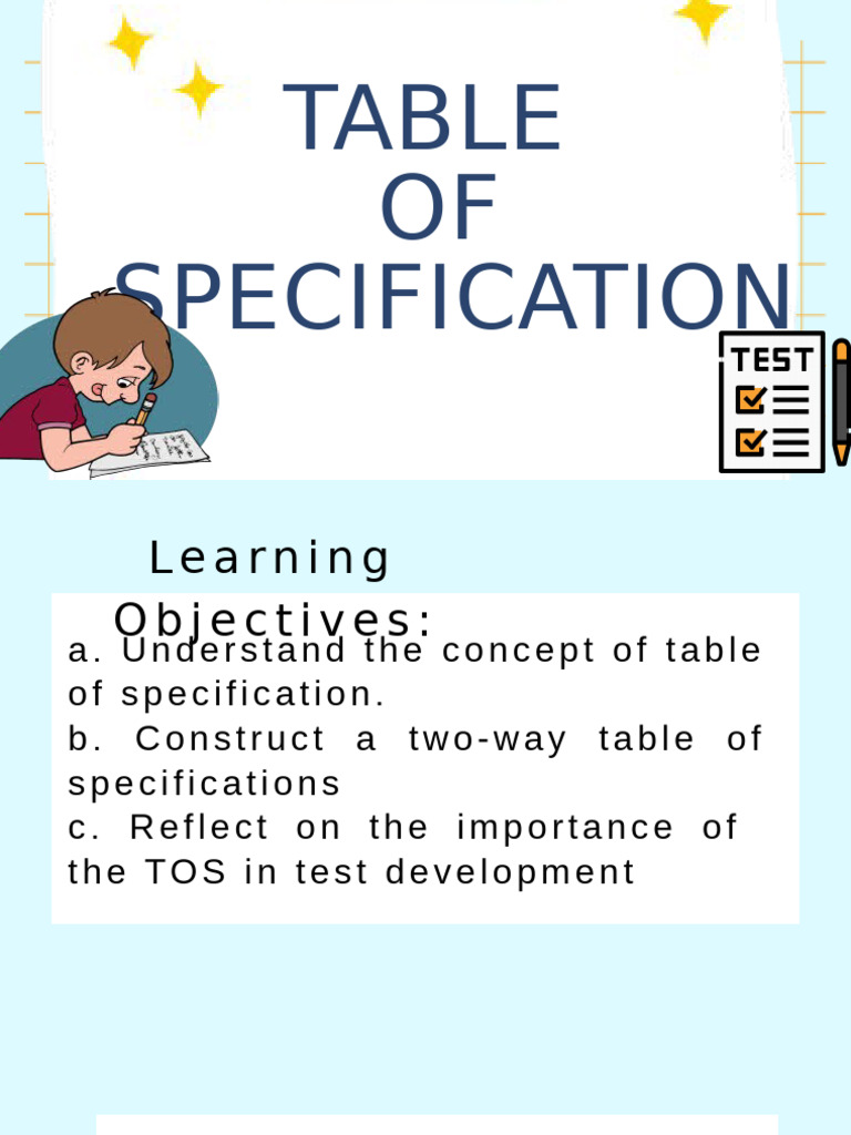 Understanding Table of Specifications | PDF | Teachers | Curriculum