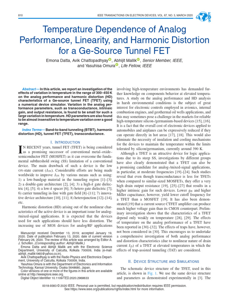 Temperature Dependence of Analog Performance Linearity and Harmonic ...