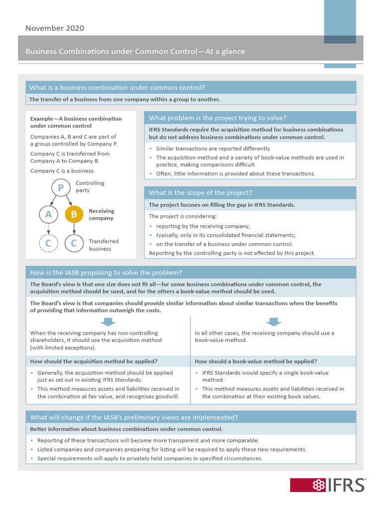 Business Combinations Under Common Control | PDF | International ...