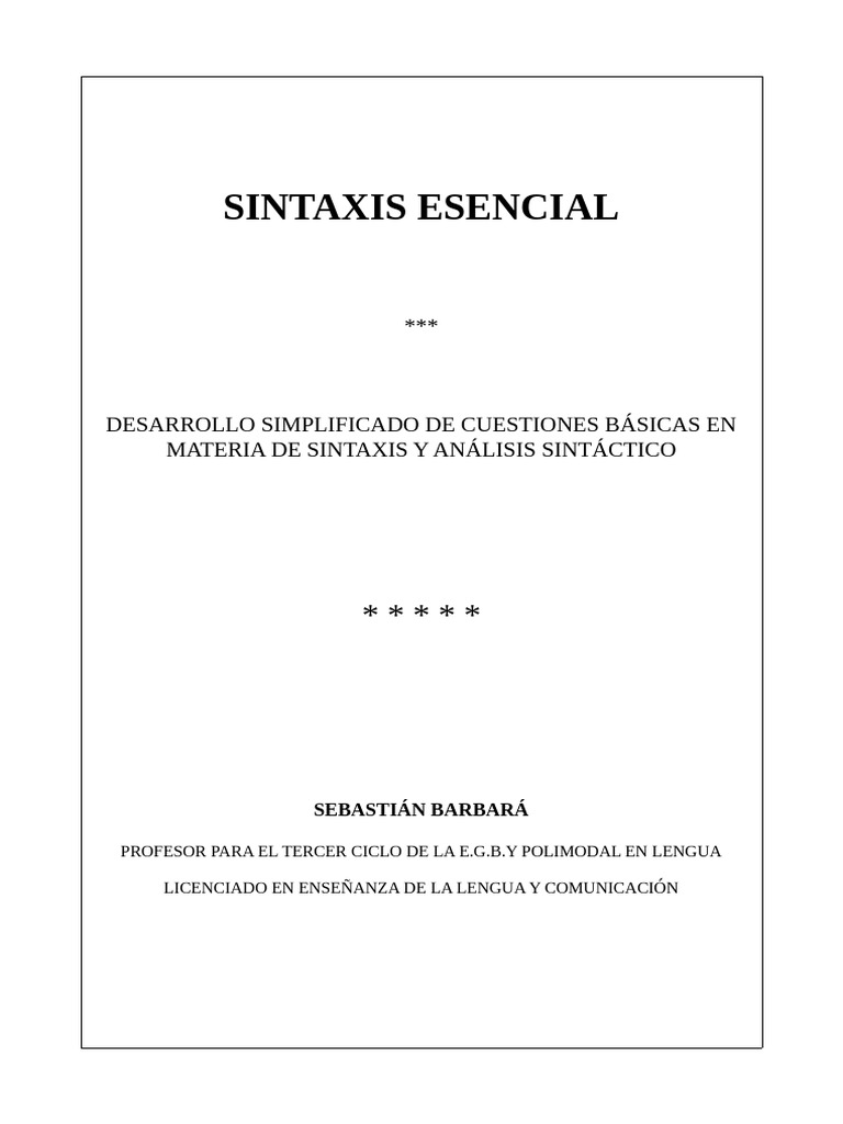 Sebastián Barbará - Sintaxis Esencial | PDF | Oración (Lingüística ...