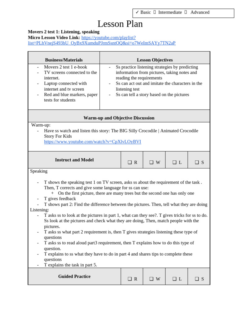 Edited Listening - Speaking Lesson Plan | PDF | Learning | Human ...