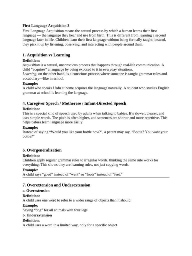 Understanding First Language Acquisition | PDF | Language Acquisition ...
