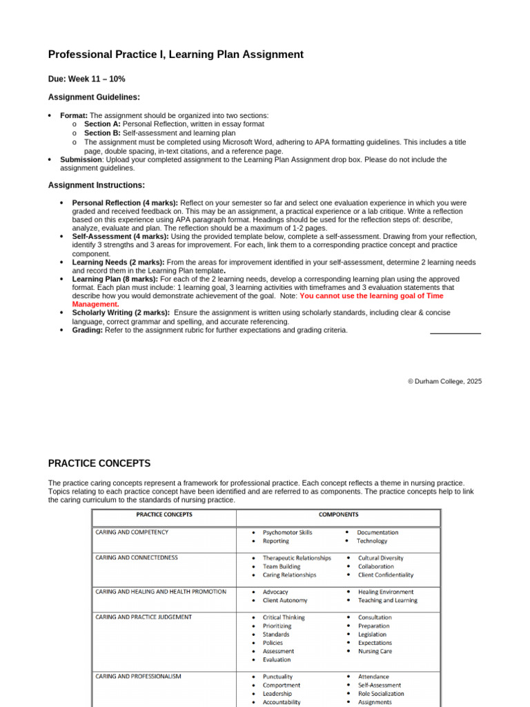 Learning Plan Assignment Guide | PDF | Educational Assessment ...