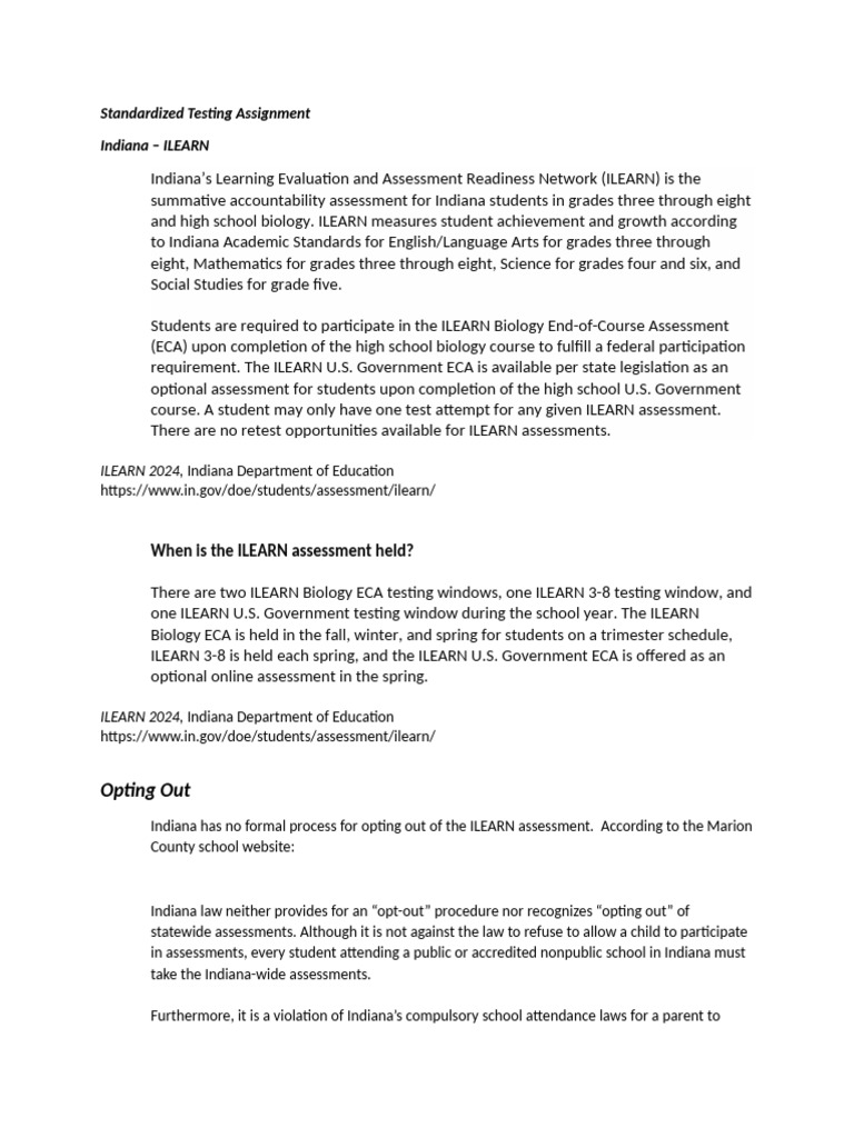 Standardized Testing Assignment - TCN5300 | PDF | Educational ...
