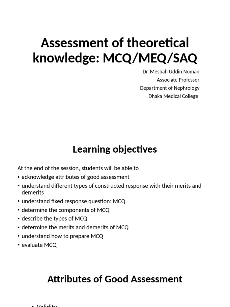 Meu Written Assessment | PDF | Multiple Choice | Validity (Statistics)