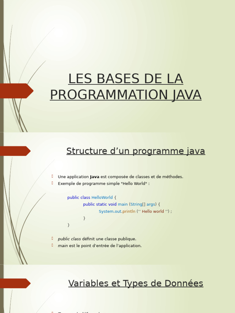 Bases de la Programmation Java | PDF | Classe (informatique) | Java ...