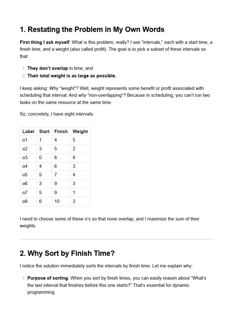 Weighted Interval Scheduling DP Explained | PDF | Applied Mathematics ...