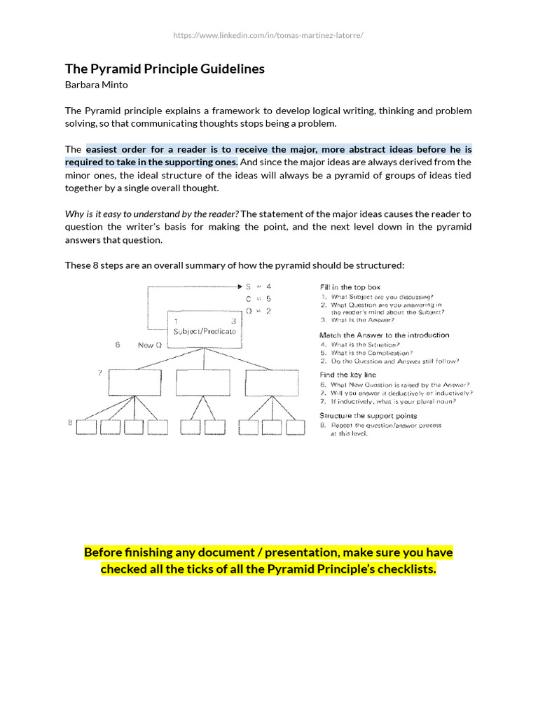 Guidelines The Pyramid Principle | PDF | Reason | Thought
