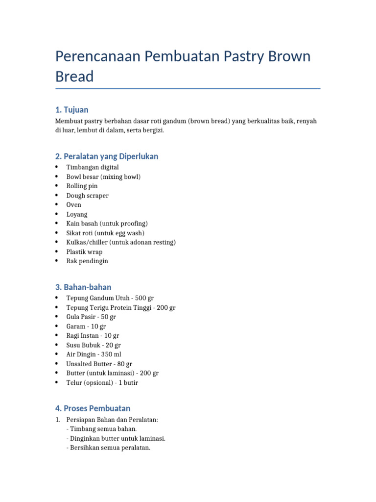 Resep Pastry Roti Gandum Renyah | PDF