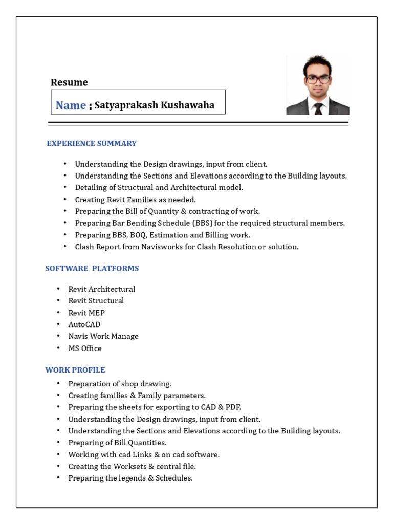 BIM Engineer Resume and Experience Summary | PDF | Autodesk Revit