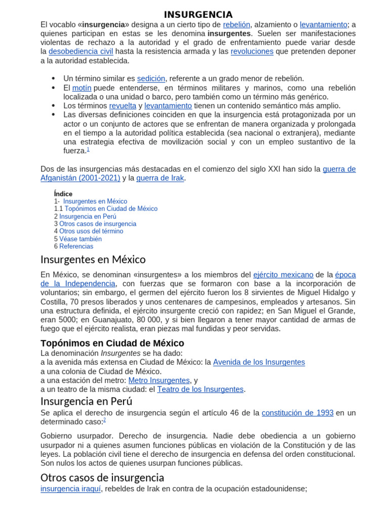 Historia de la Insurgencia en México | PDF | Insurrección | Guerra