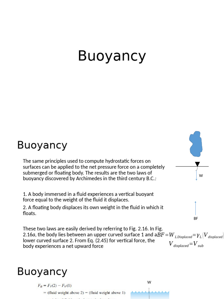 Hydraulics - Lecture 3 | PDF | Buoyancy | Soft Matter