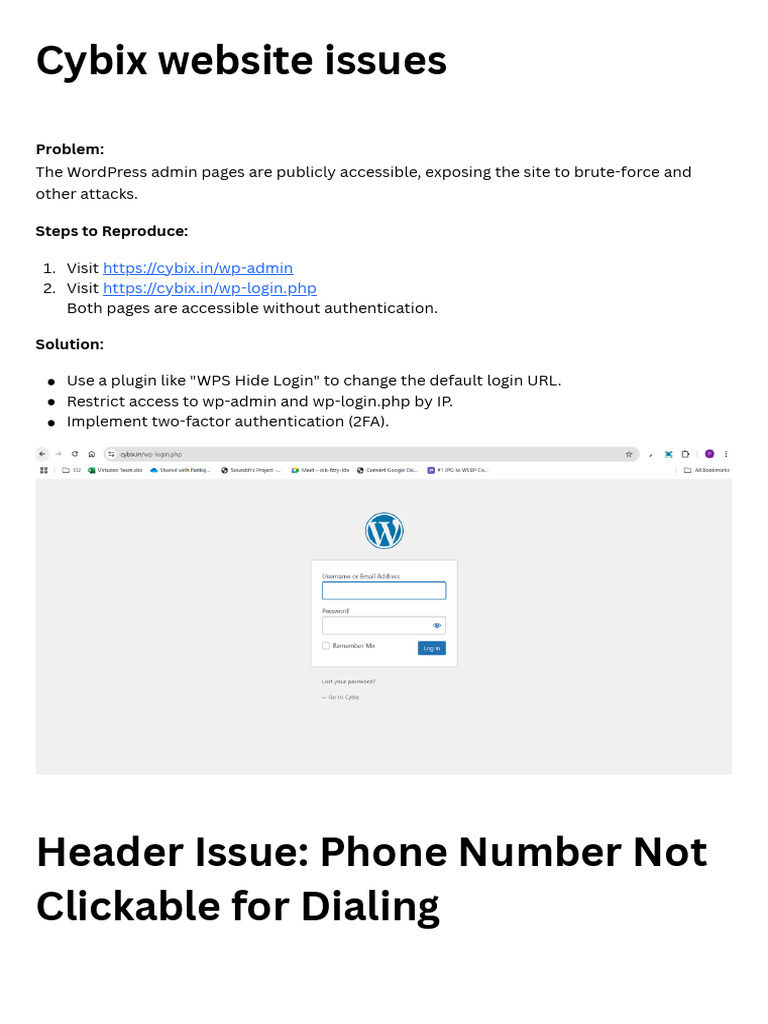 Cybix Website Usability Issues Report | PDF | Word Press | Icon (Computing)