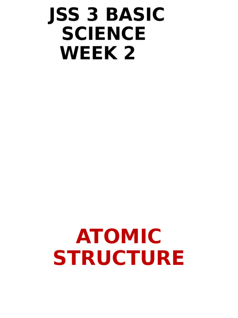 JSS 3 Basic Science (Atom) | PDF | Atomic Nucleus | Atoms