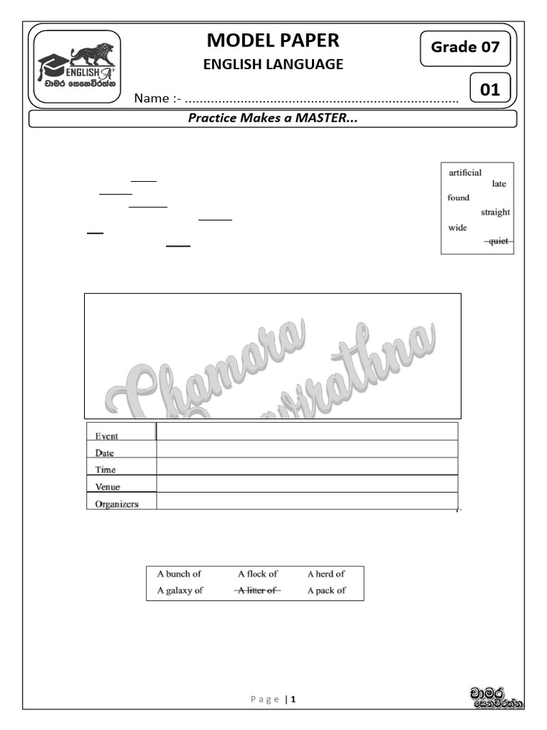 Grade 7 English Language Practice | PDF | Linguistics