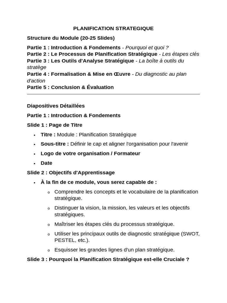 Guide Complet de Planification Stratégique | PDF | Analyse SWOT ...