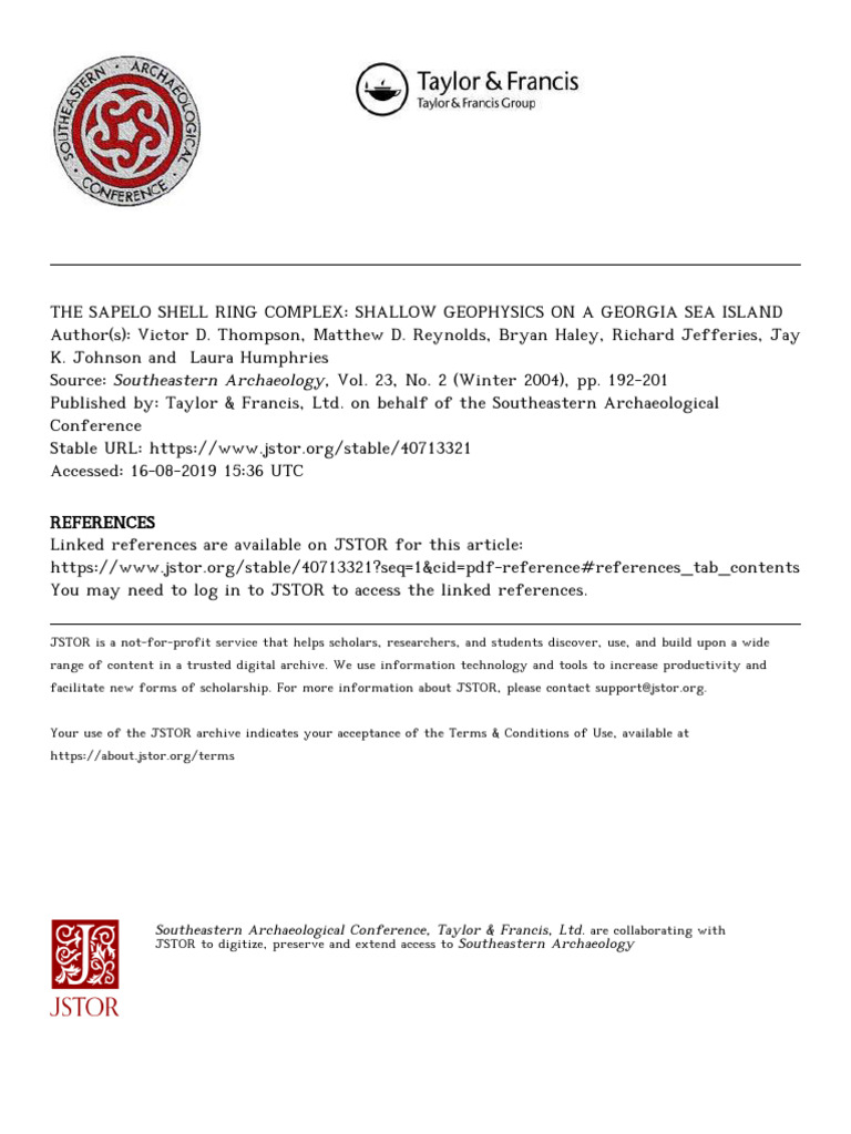 Sapelo Shell Ring Complex Study | PDF | Topography | Archaeology