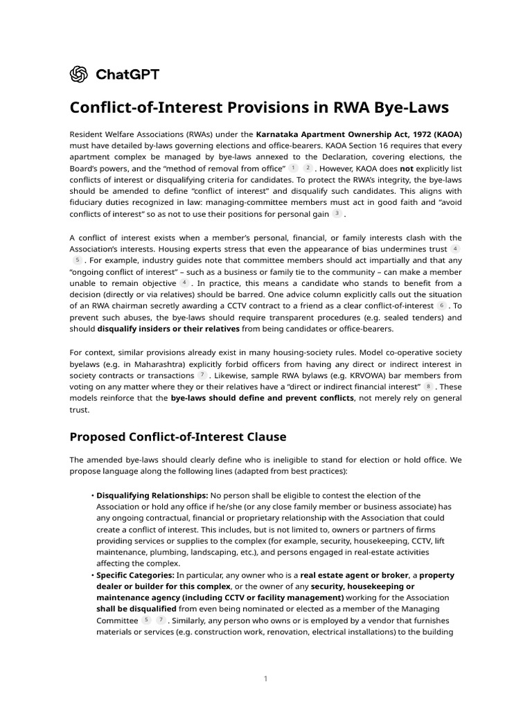RWA Bye-Laws: Conflict of Interest Rules | PDF | Conflict Of Interest ...