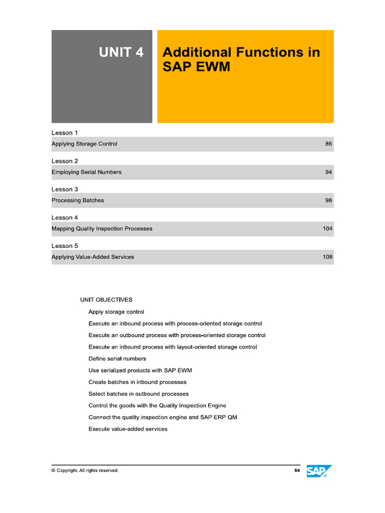 Unit 4 Additional Functions in SAP EWM | PDF
