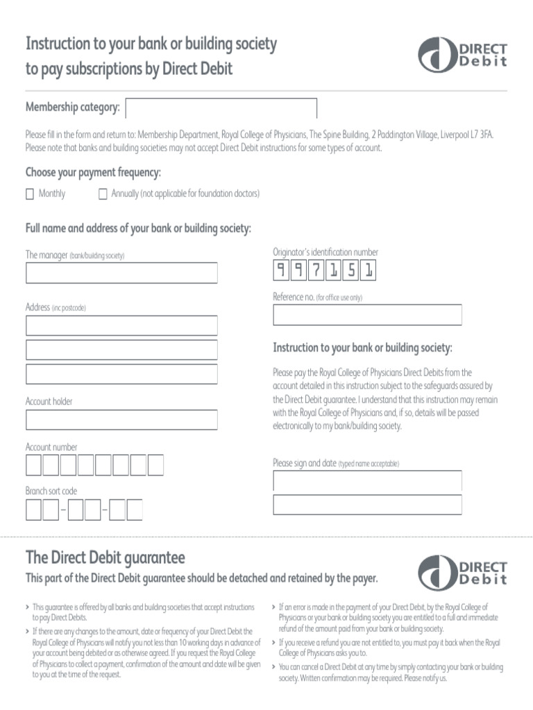 Direct Debit Mandate for Membership | PDF | Debit Card | Banking Technology