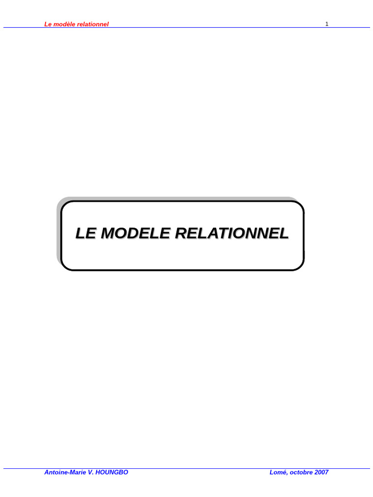 Introduction au modèle relationnel des données | PDF | Base de données ...