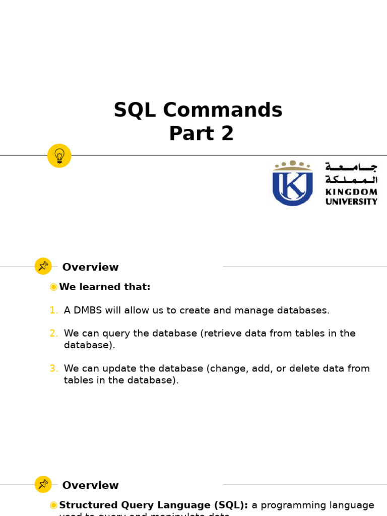 SQL Commands: Data Management Basics | PDF | Sql | Databases