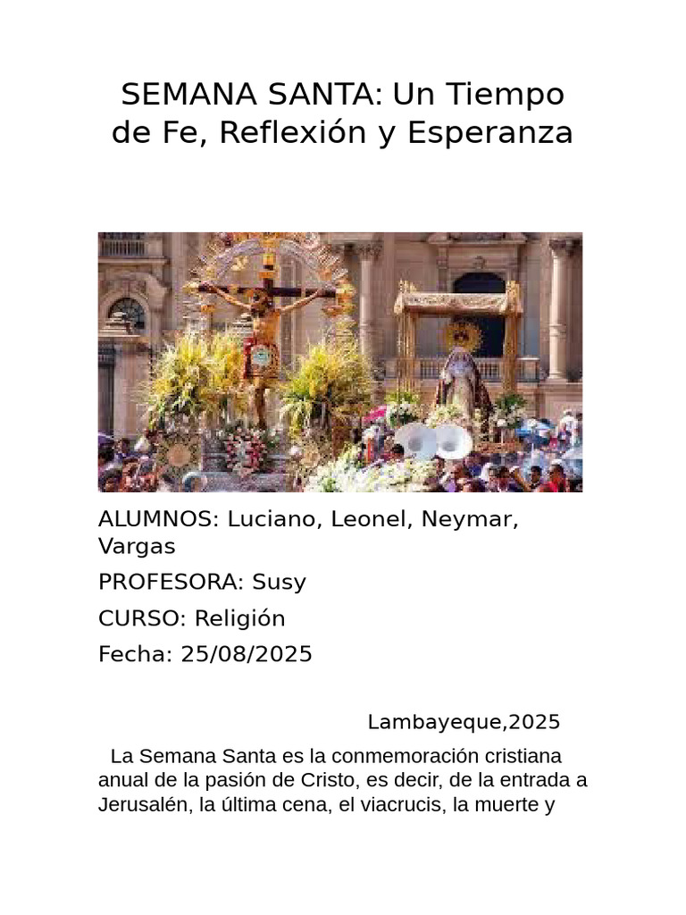 Semana Santa: Significado y Días Clave | PDF | Jesús | Pascua de ...