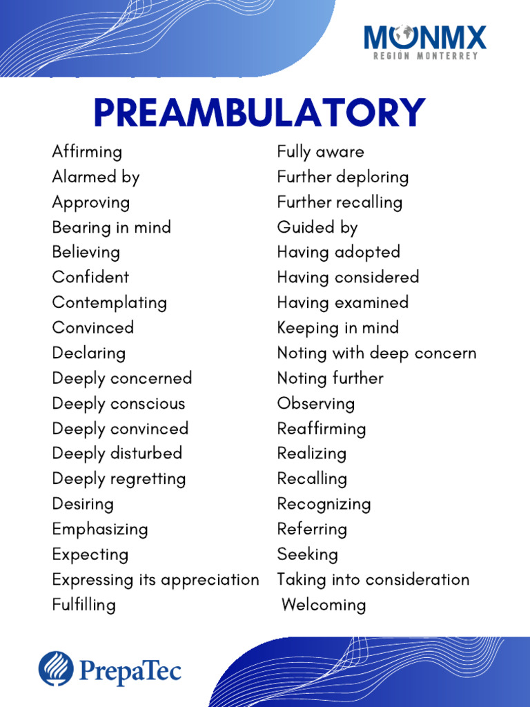MUN Preambulatory Clause Examples | PDF