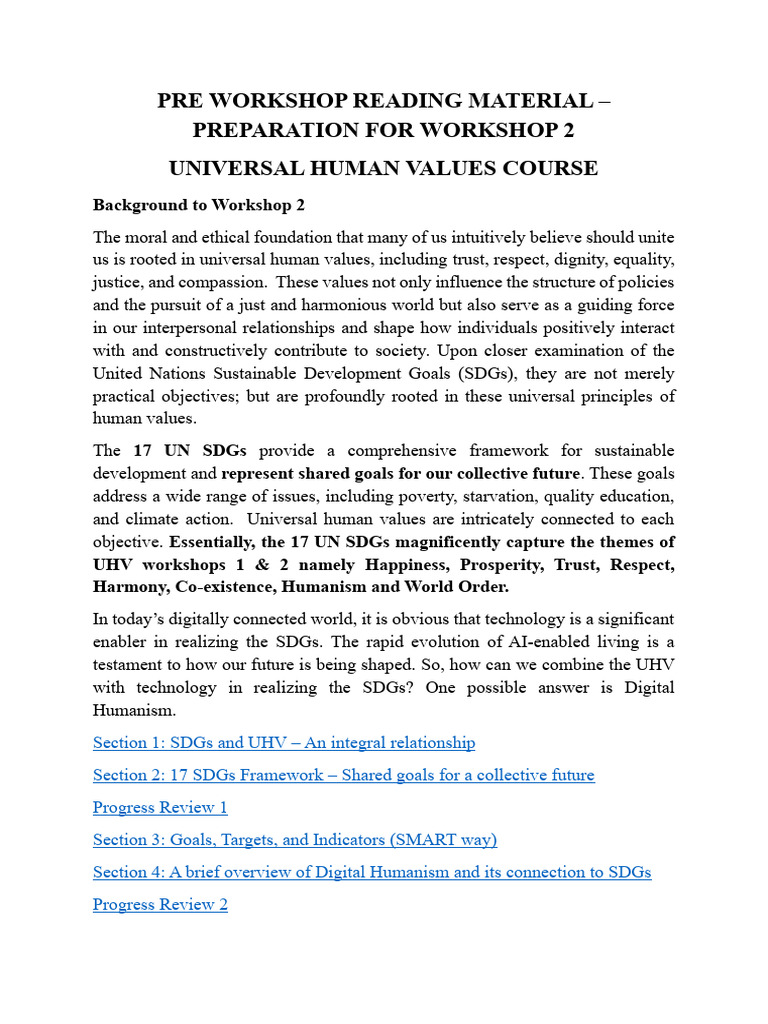 UHV Reading Material-Preparation Between Workshop 1 and 2 | PDF ...
