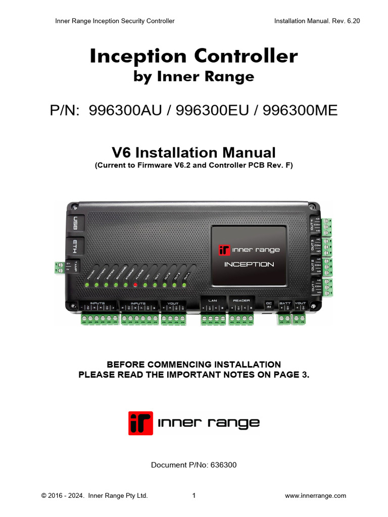 Inception Security Controller Manual | PDF | Wi Fi | Usb