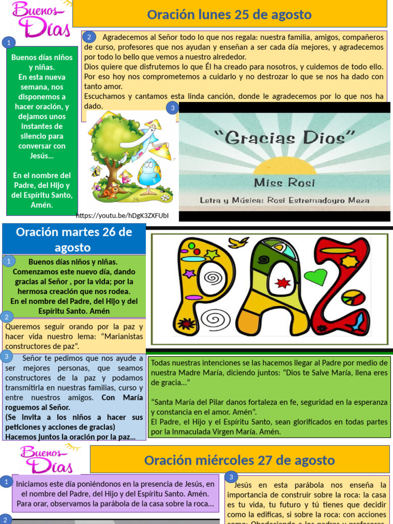 Oración 1°C Semana Del 25 Al 29 de Agosto | PDF | Oración | María ...