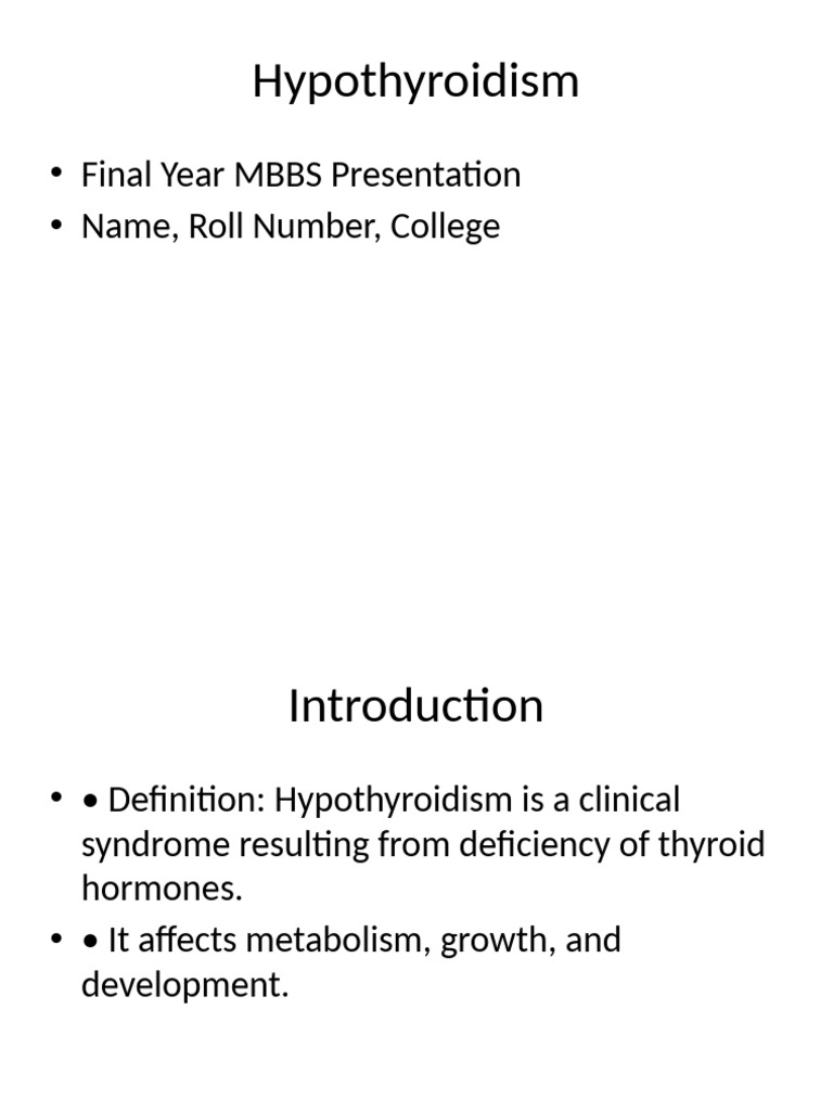 Hypothyroidism: Overview and Management | PDF | Hypothyroidism ...