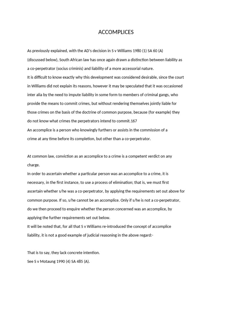 Understanding Accomplice Liability | PDF | Aiding And Abetting | Crimes