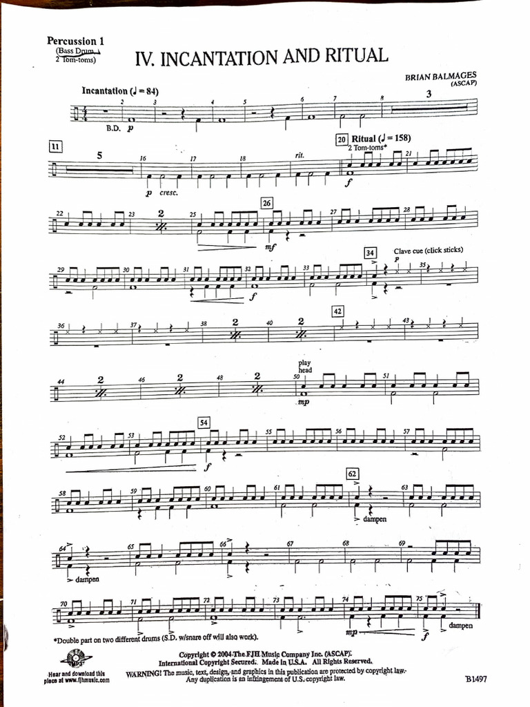 Incantation and Ritual for Percussion | PDF
