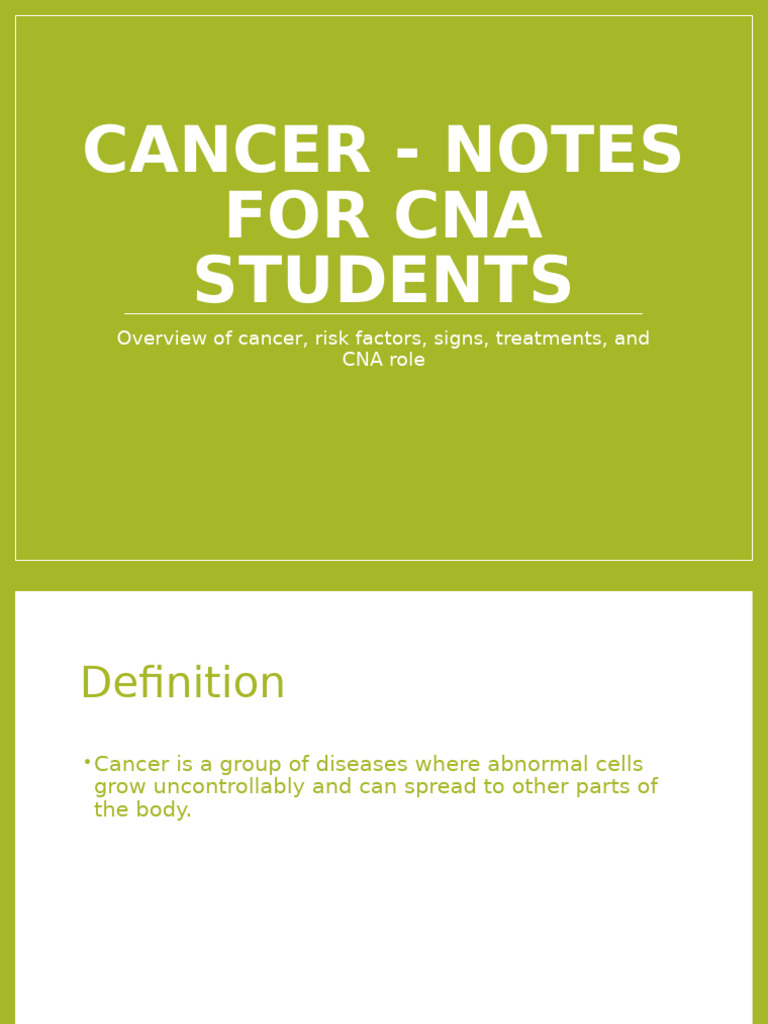 Cancer Notes For CNA Students | PDF