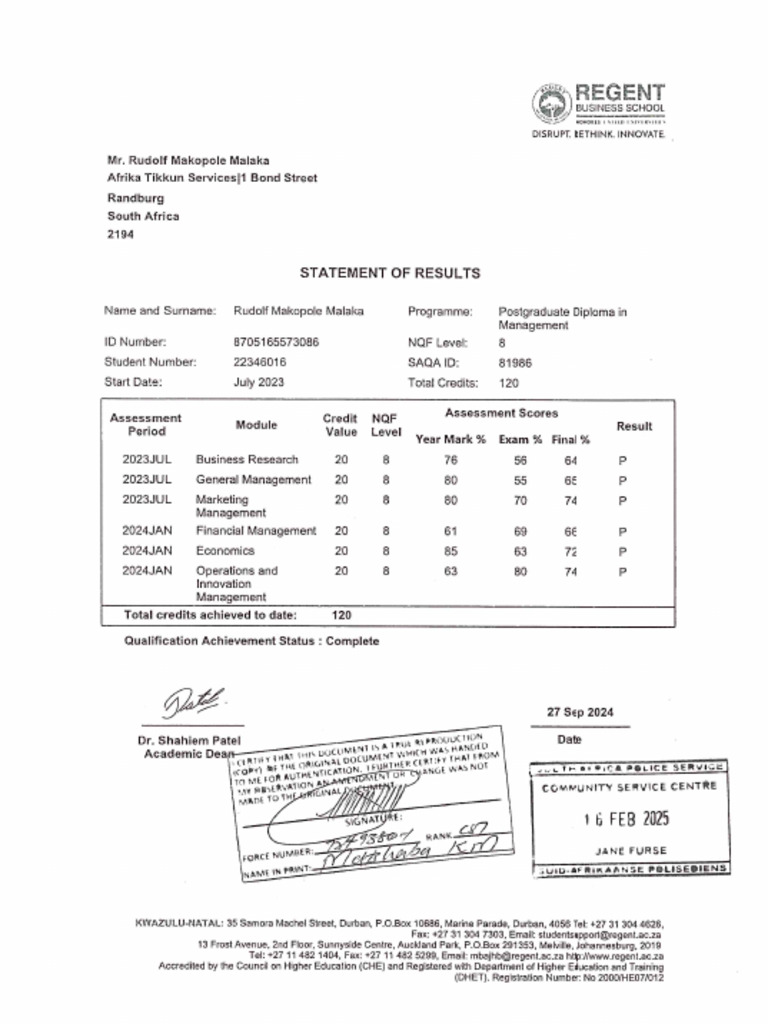 MRM Honors & Transcript | PDF