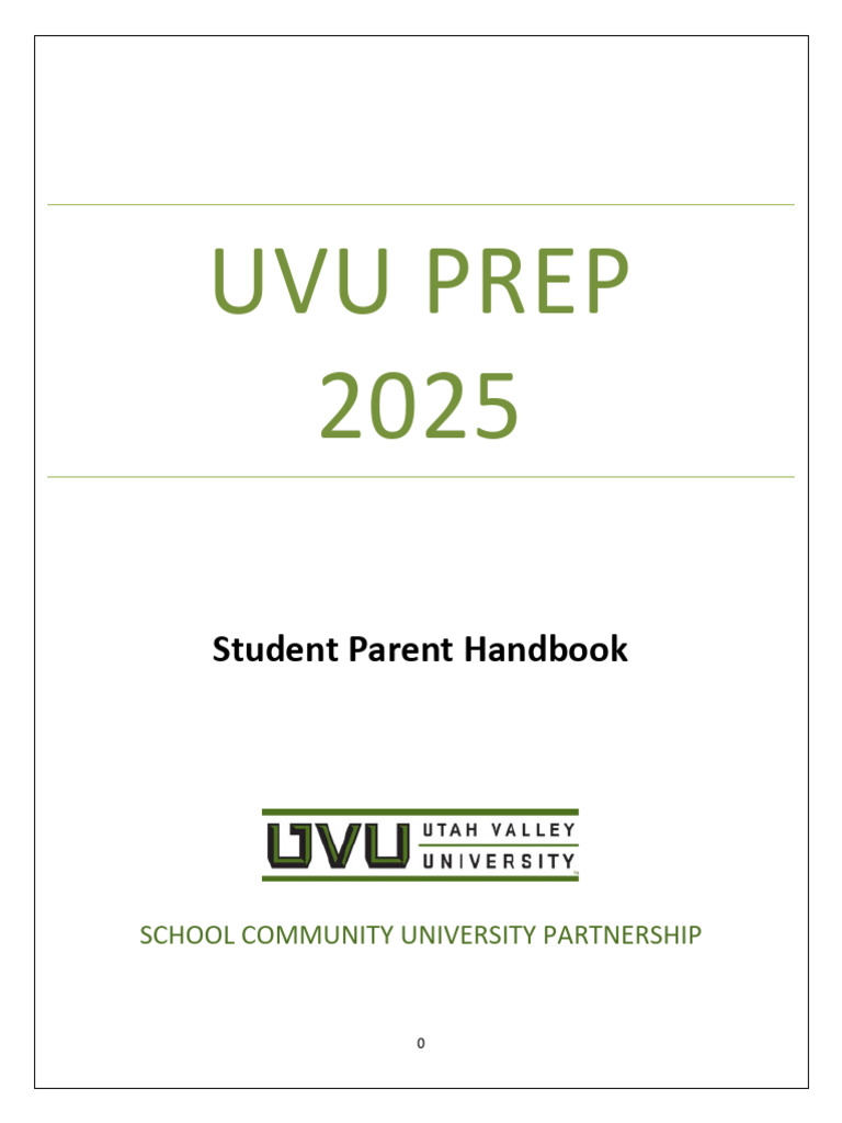 UVU PREP Student Parent Handbook 2025 | PDF | Discrimination | Harassment