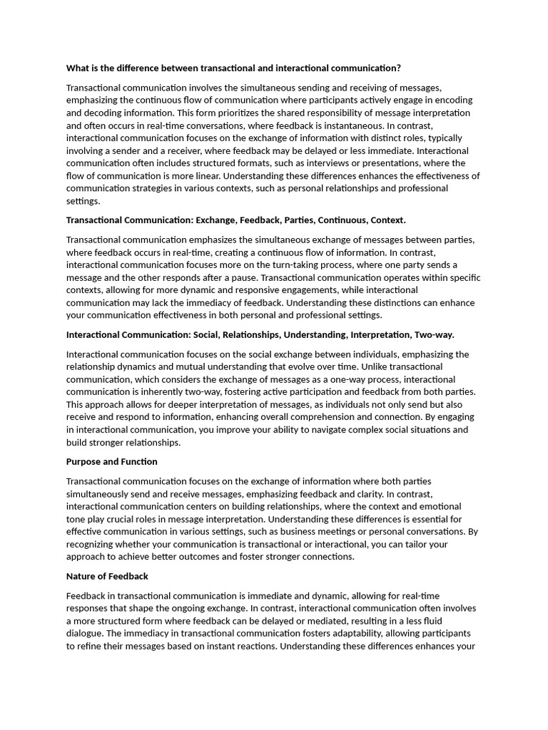 Differences in Communication Models | PDF | Communication | Information