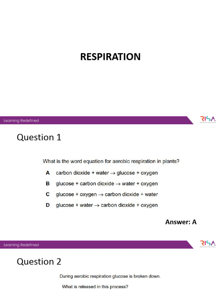 Respiration Questions and Answers Guide | PDF