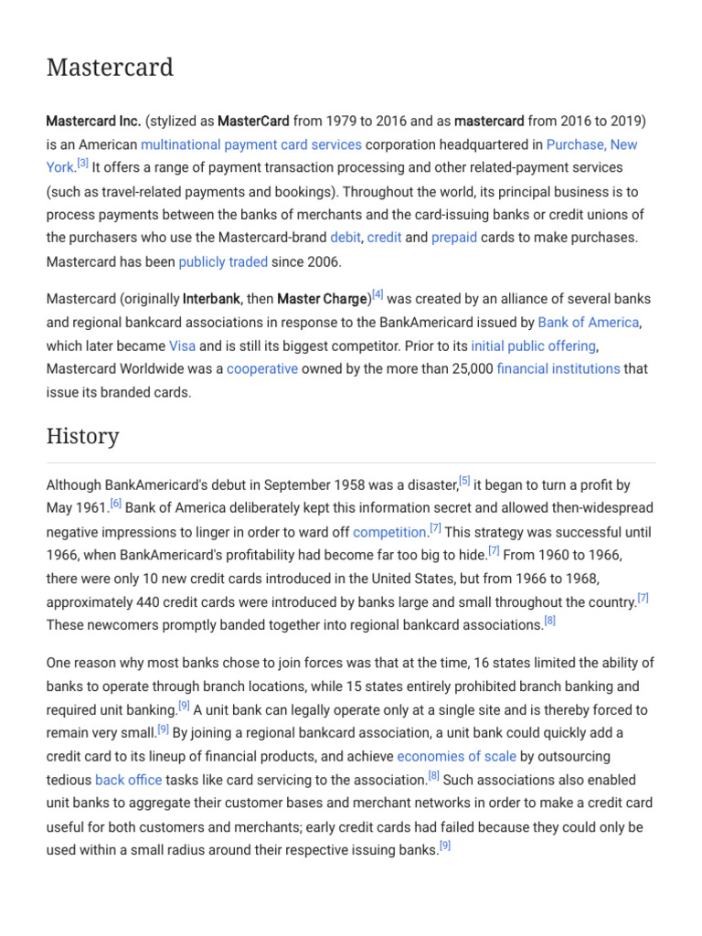 Mastercard - Wikipedia | PDF | Master Card | Visa Inc.