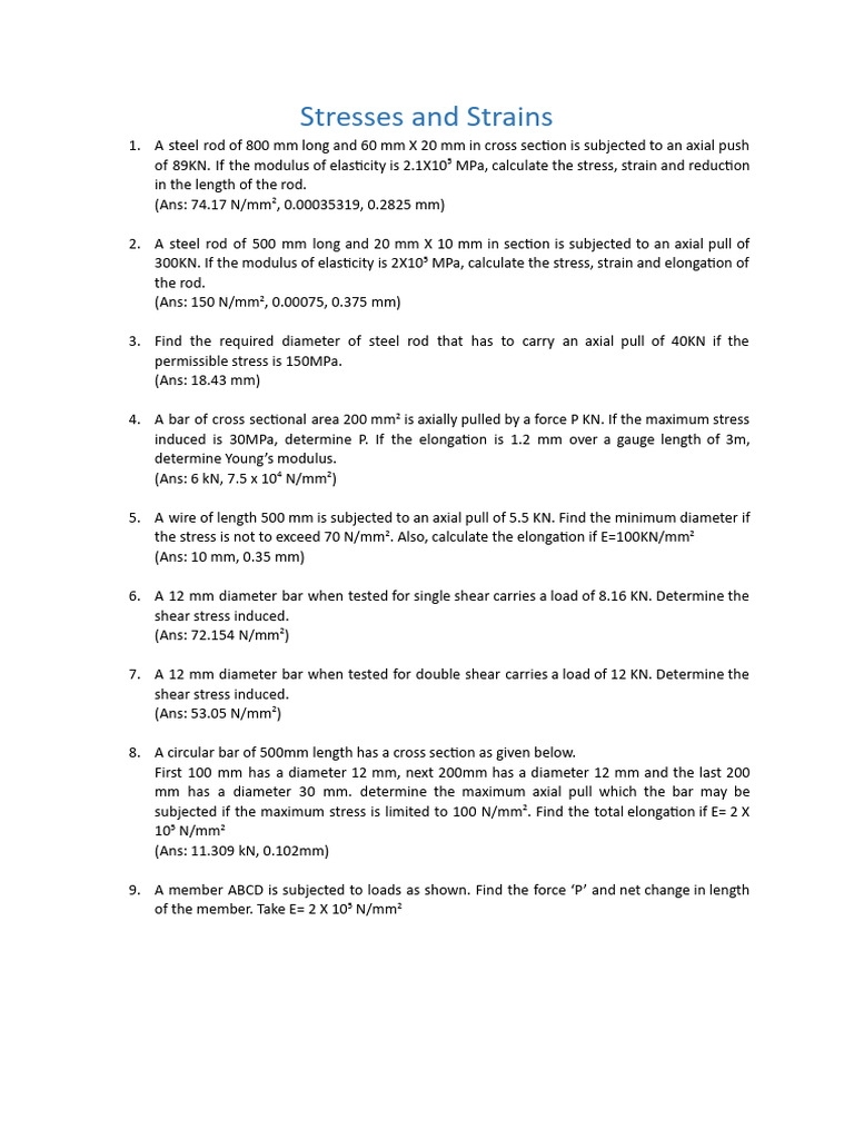 SoM Practice S&S | PDF | Young's Modulus | Classical Mechanics