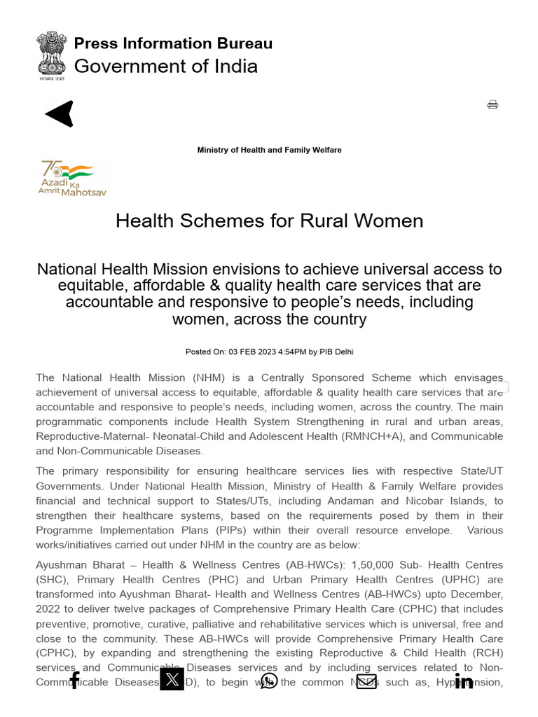 Health Schemes for Rural Women in India | PDF | Childbirth | Pregnancy
